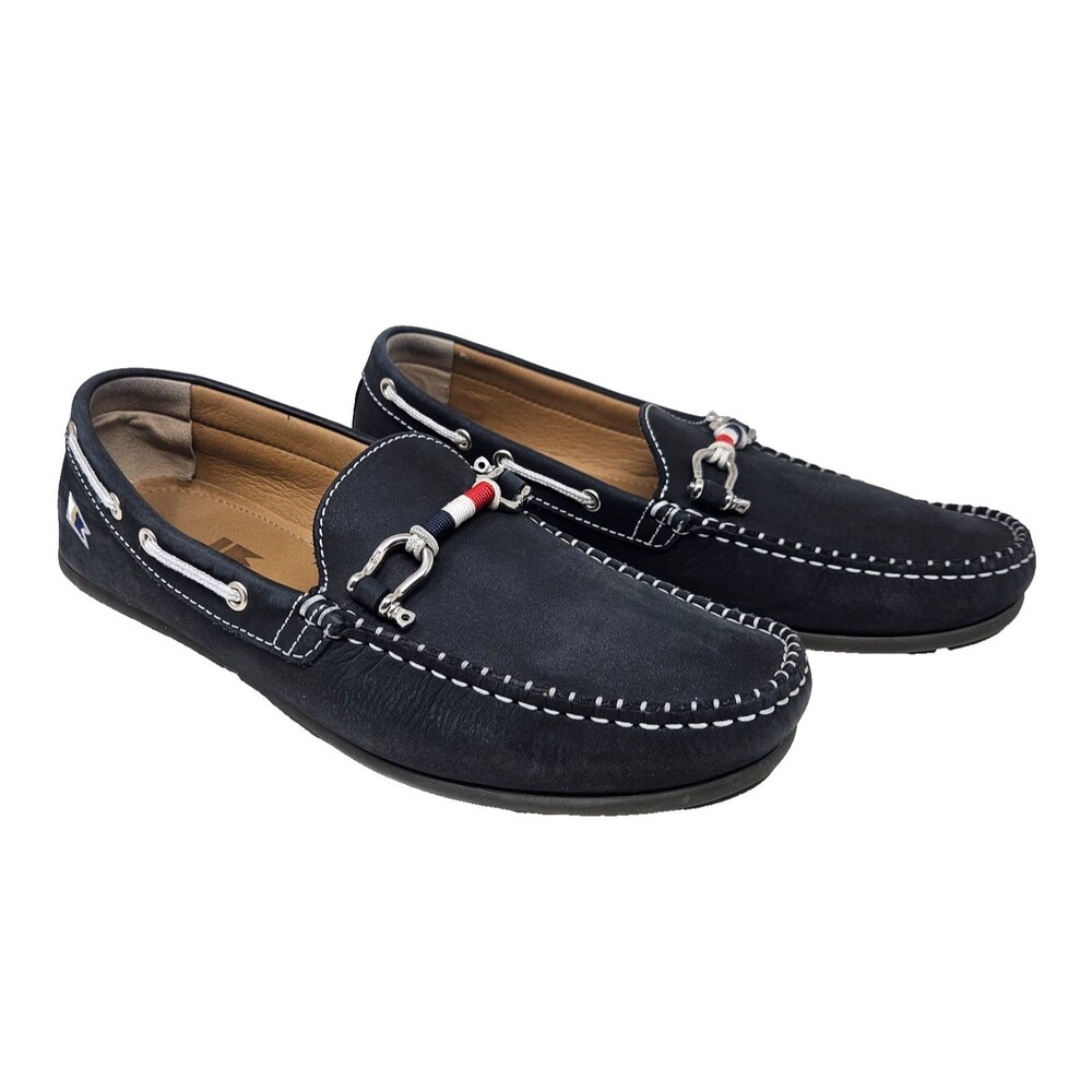 RIOMAR Deck Driver Loafers Navy Blue Suede Leather Mens US 8.5 Boat Shoes Preppy